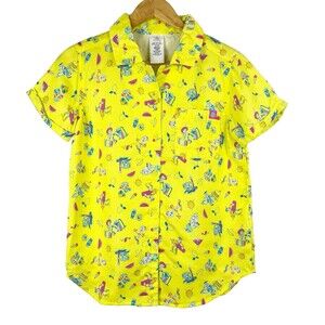 Disney Parks Pixar Toy Story Shirt Size Small Womens Yellow Button Summer Splash